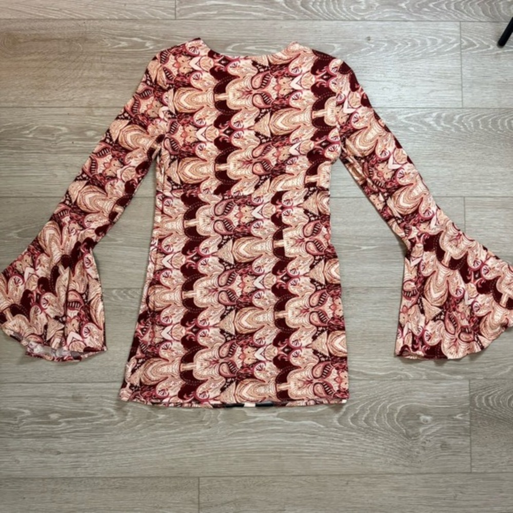 Free People Red and Black Patterned Mini Dress - Picture 2 of 10